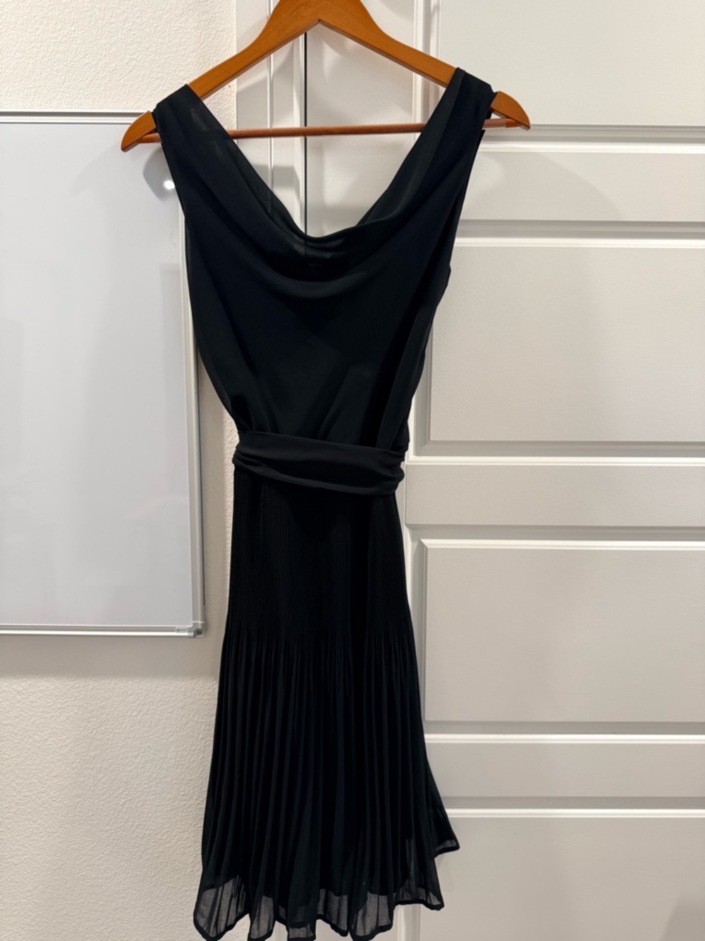 Classic Black Pleated Women's Dress
